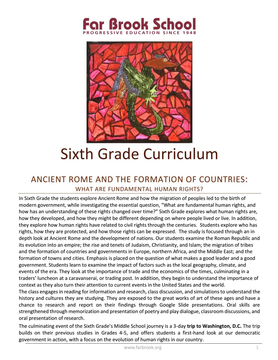 Curriculum Guide For Grade 6