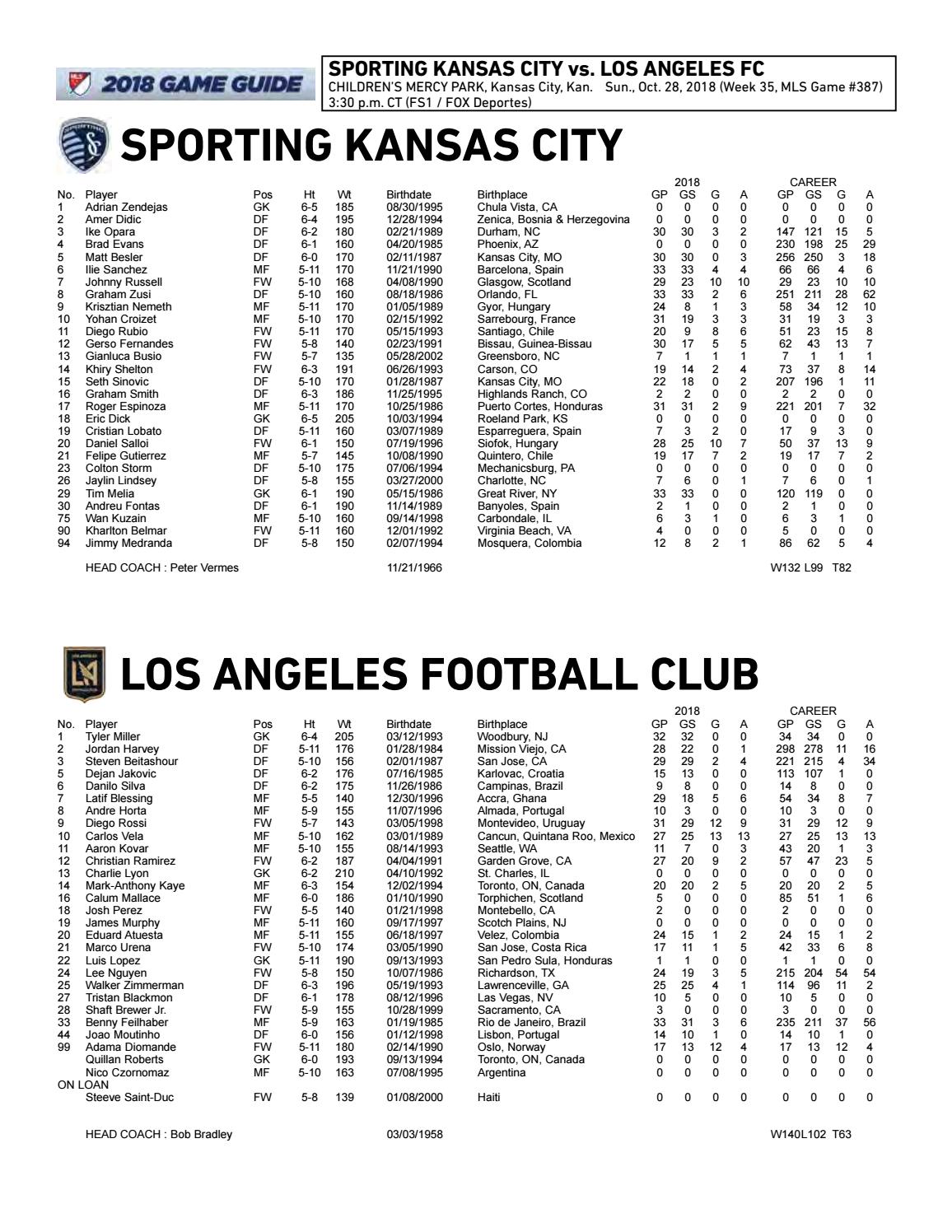Game Notes Sporting KC vs. LAFC Oct. 28, 2018 by Sporting Kansas
