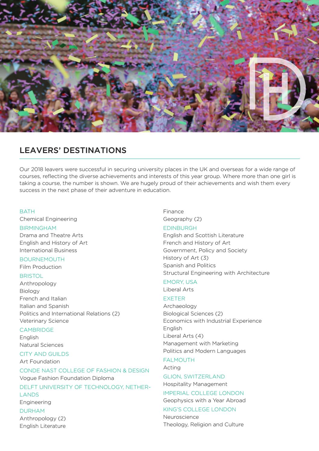 Downe House Leavers' Destinations 2018 by Downe House School Issuu