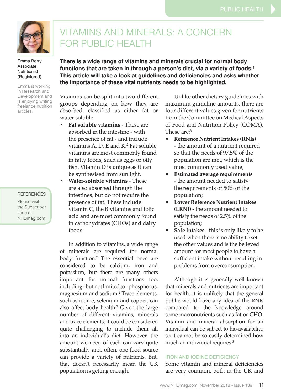 Issue 139 vitamins and minerals a concern for public health by NH