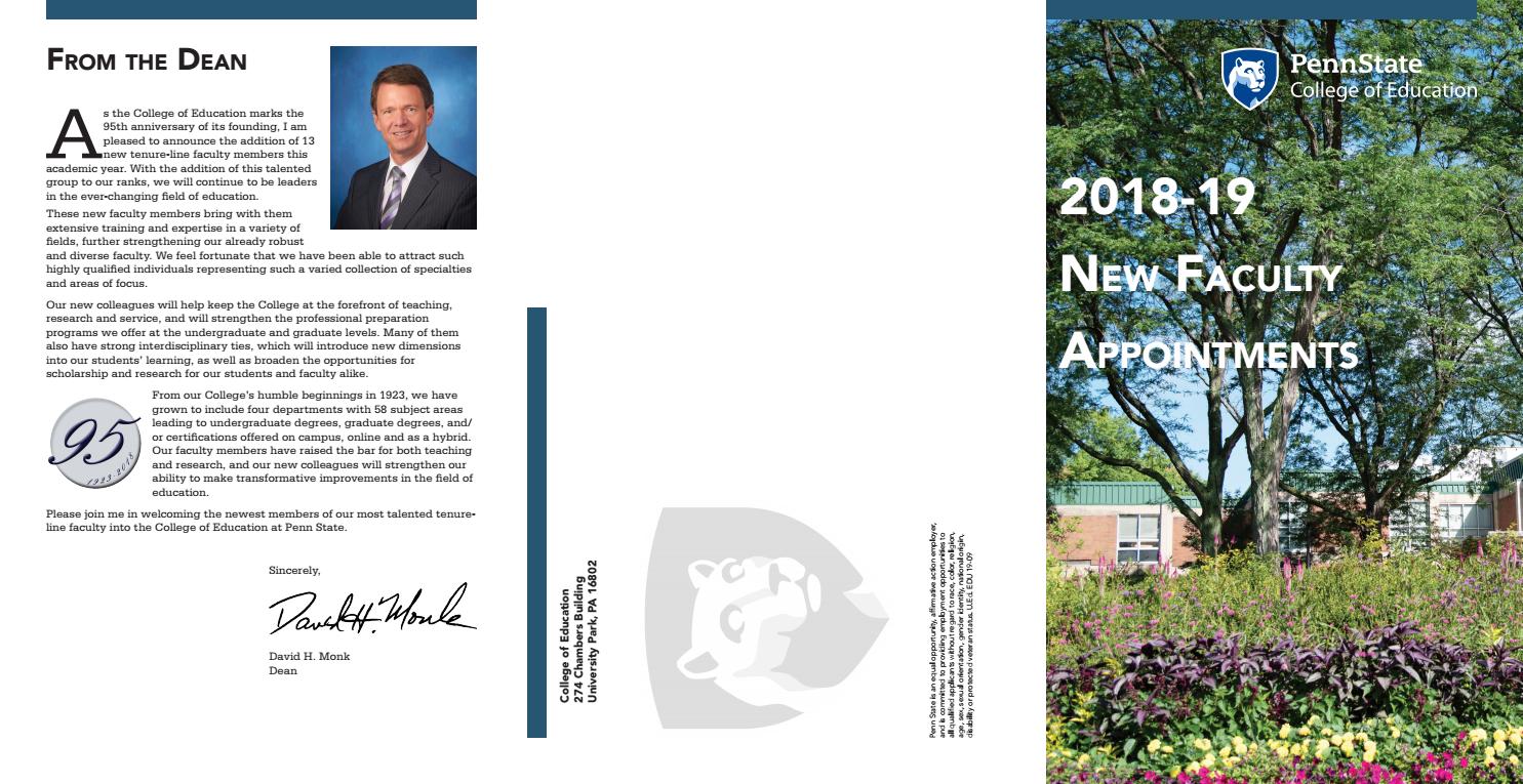 New tenure-line faculty in the Penn State College of Education, 2018-19 ...