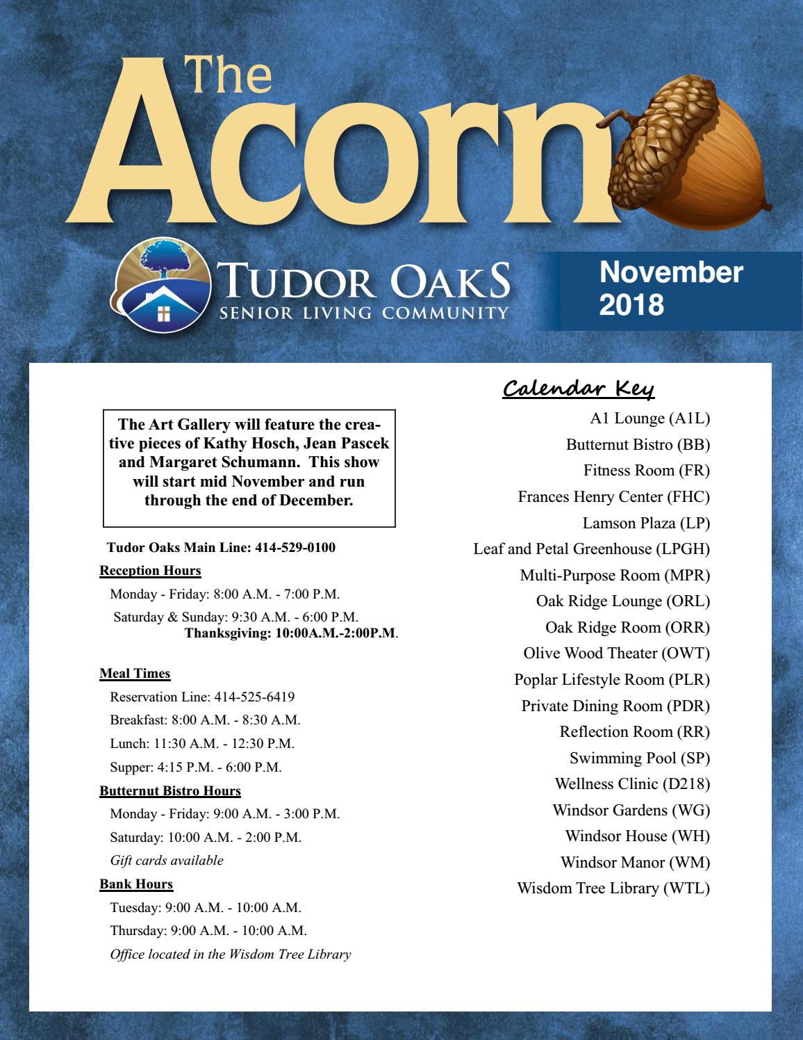 Tudor Oaks Senior Living Community Acorn Newsletter November