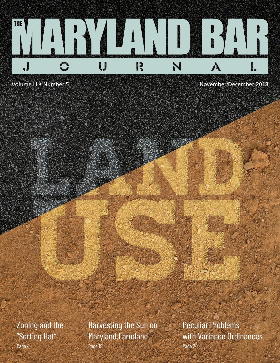 Maryland Bar Journal November/December 2018 by Maryland State Bar