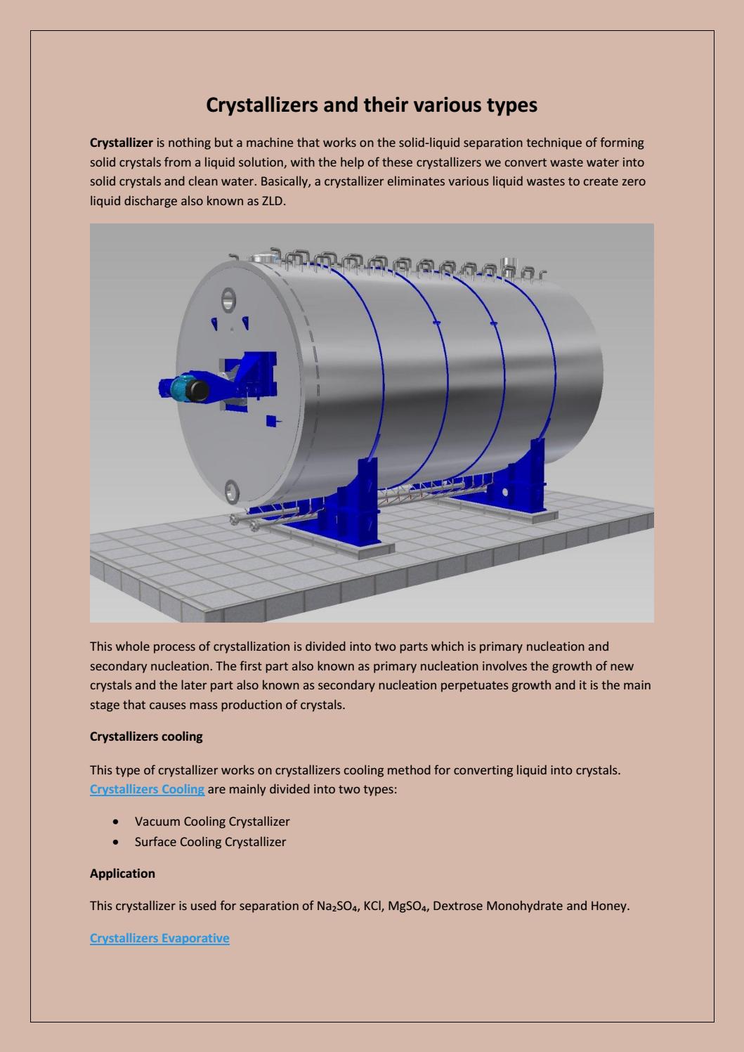 Crystallizers and their various types by Alaqua, Inc Processing
