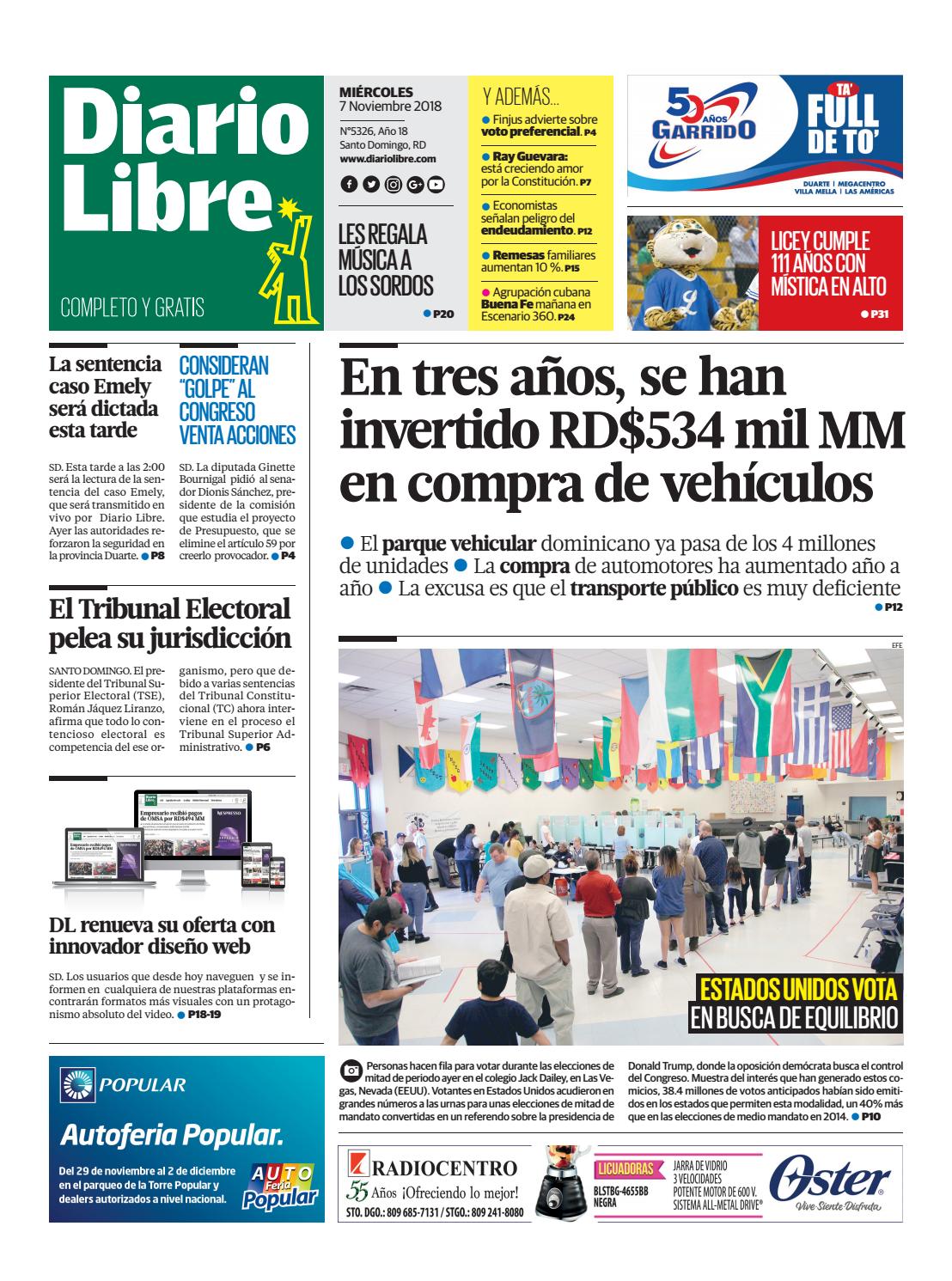 Miércoles, 7 de noviembre de 2018 by Diario Libre - Issuu