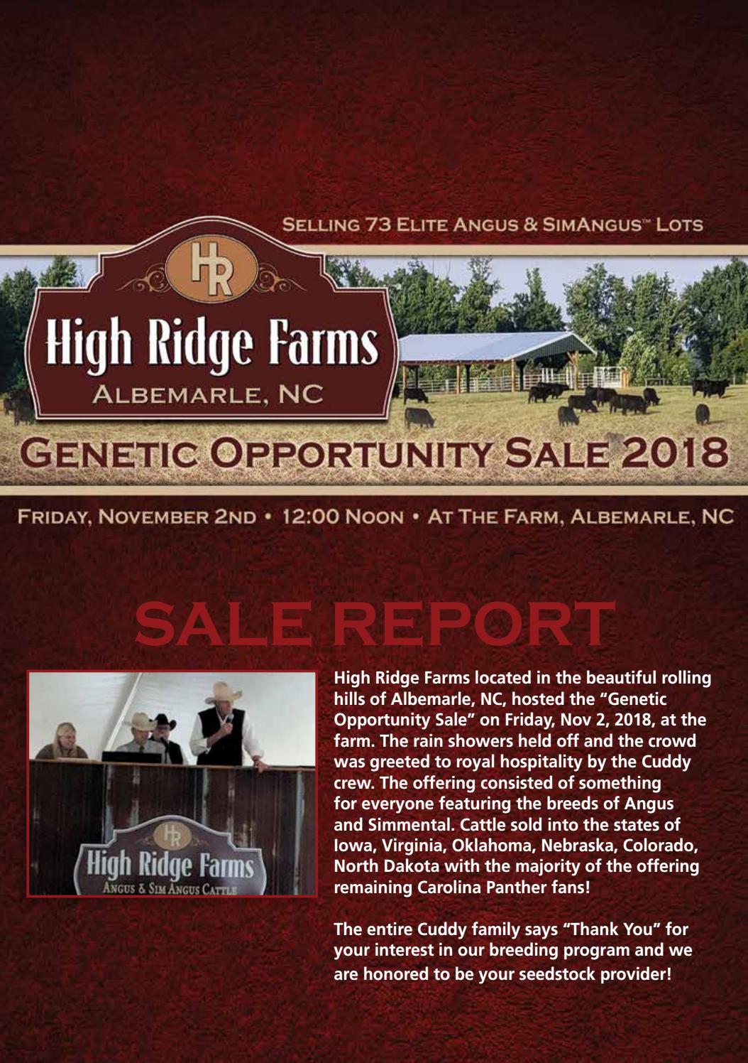 2018 High Ridge Farms Sale Report by Eberspacher Enterprises Issuu