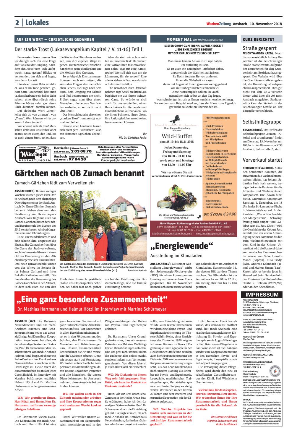 Wochenzeitung Ansbach Kw 45 18 By Wochenzeitung Sonntagszeitung