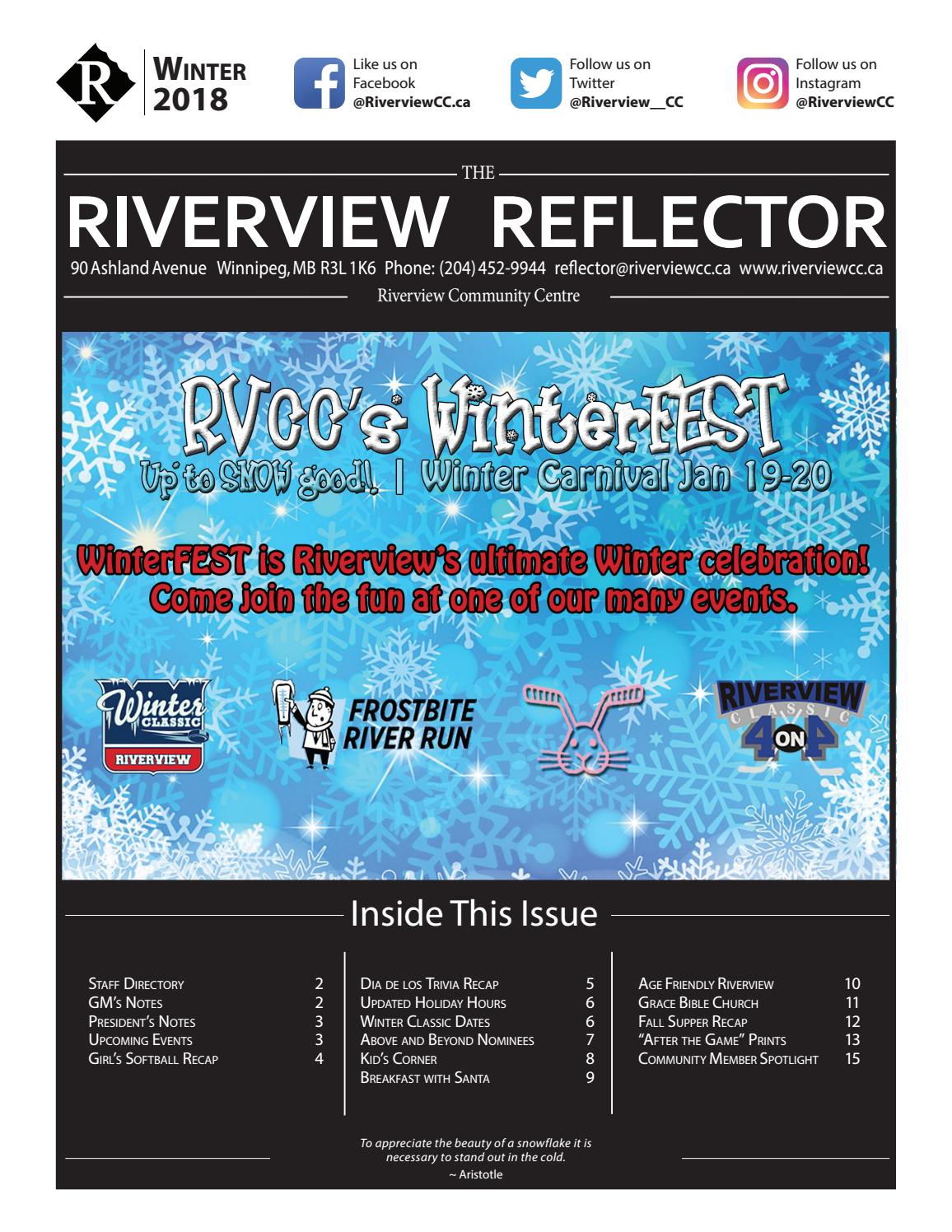 2018 Winter Riverview Reflector Newsletter By Riverview Community