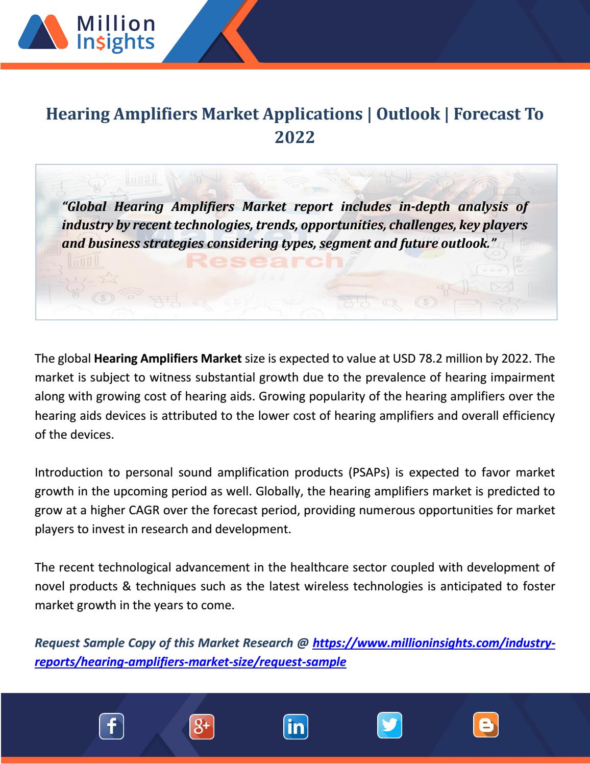 Hearing Amplifiers Market Applications Outlook Forecast To 2022 by