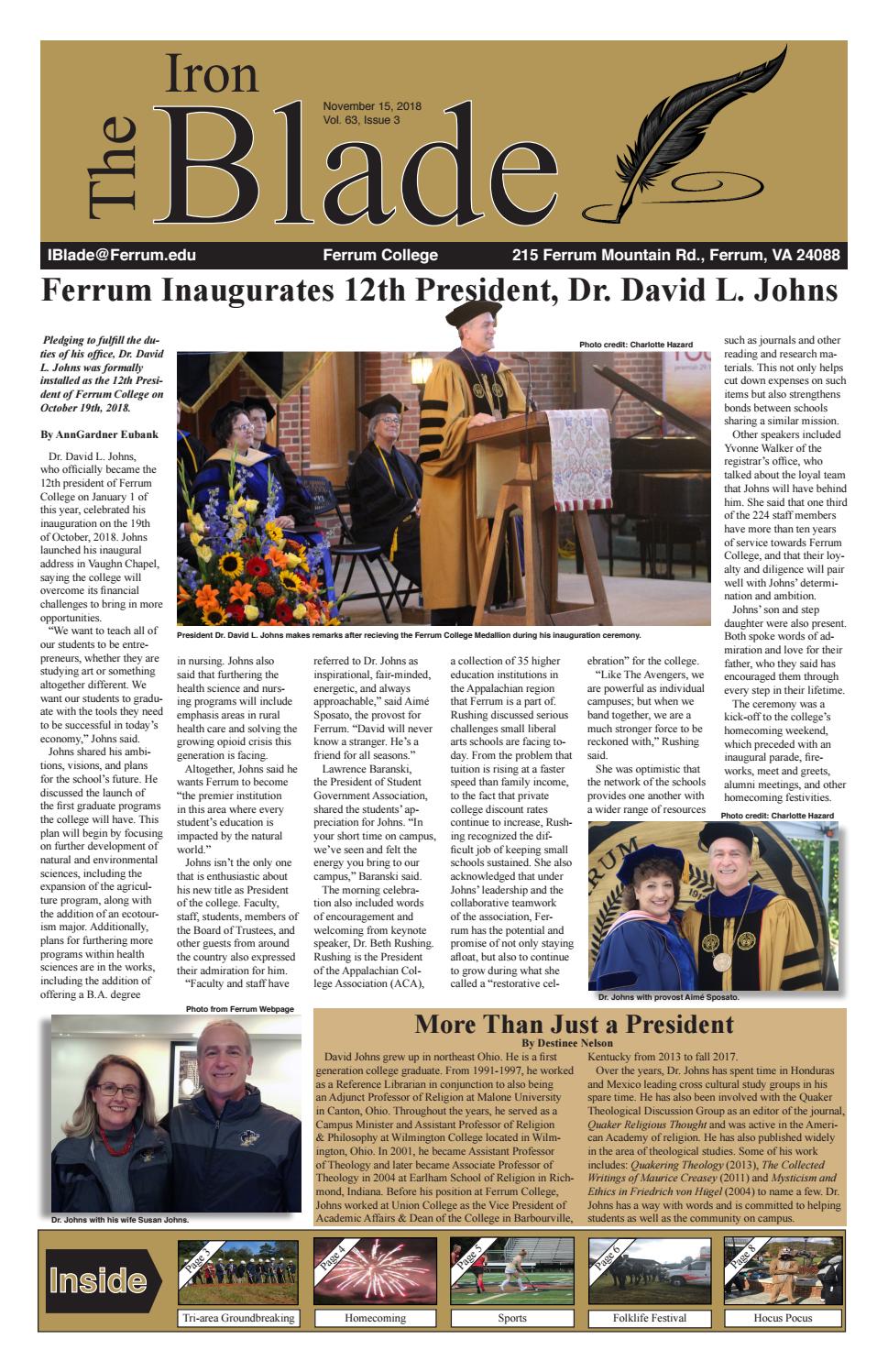 Iron Blade November 2018 by Ferrum College Issuu
