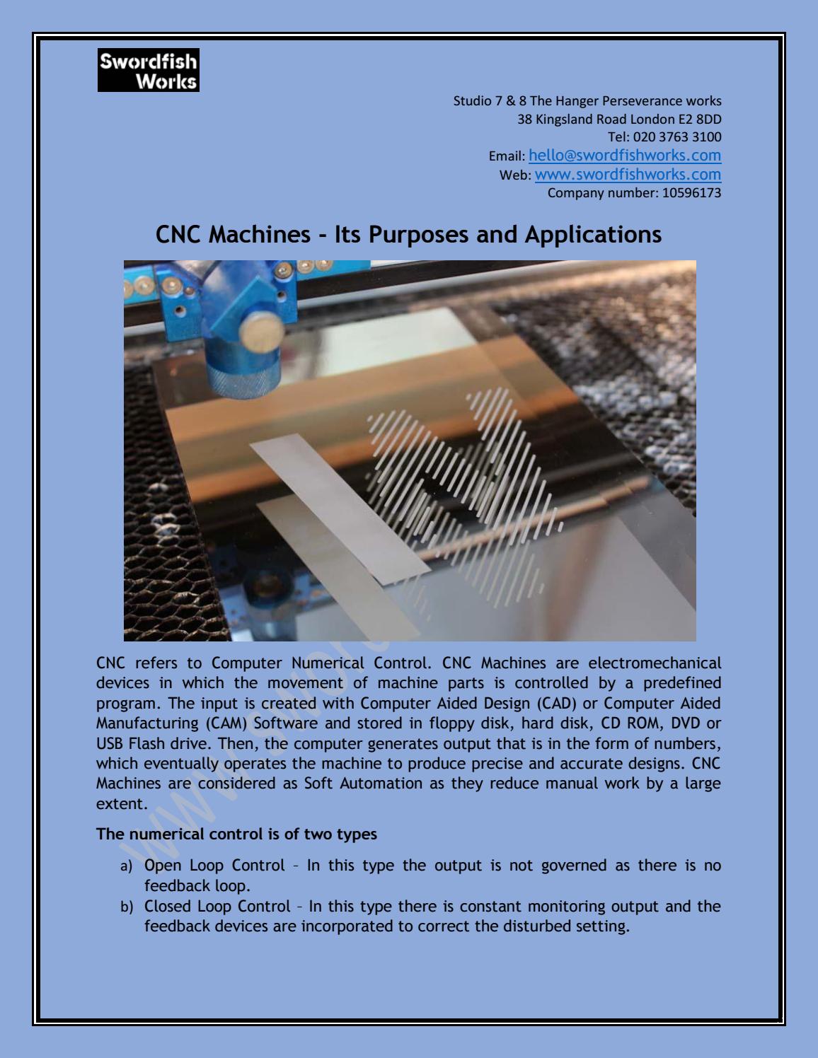 CNC Machines Its Purposes and Applications by swordfishworks Issuu