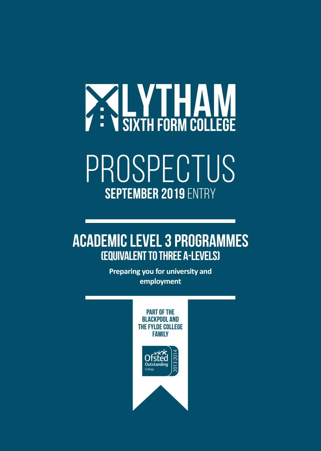 Lytham Sixth Form College Prospectus 2019 by Blackpool and The Fylde ...