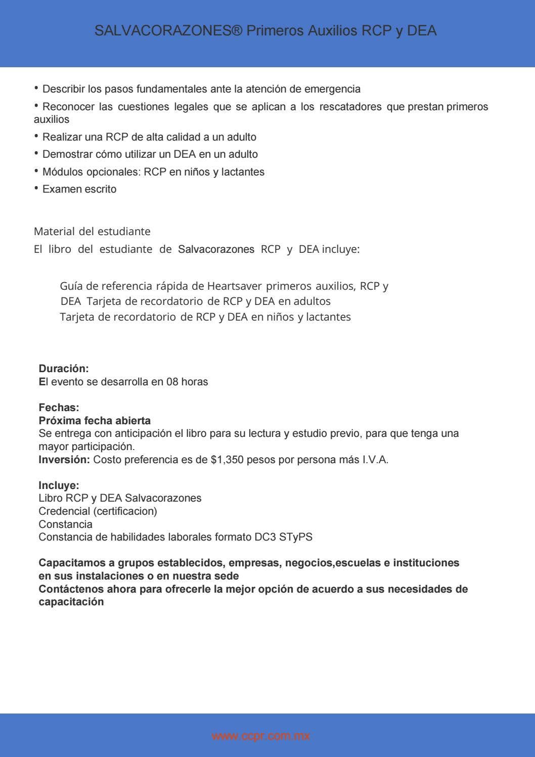 Curso de RCP y uso del DEA by RENACE RED NACIONAL DE CAPACITACION ...