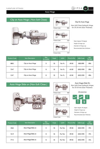 IPSA India Ipsa 家具 fittings 价格表 oct 2018 第 11 页