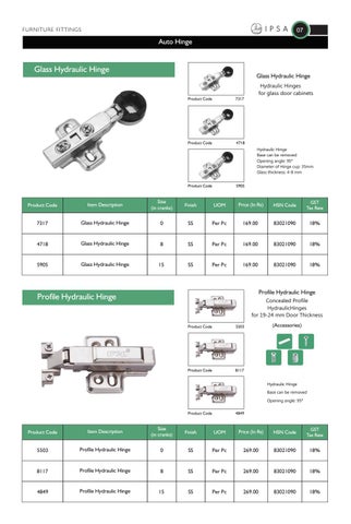 IPSA India Ipsa 家具 fittings 价格表 oct 2018 第 13 页