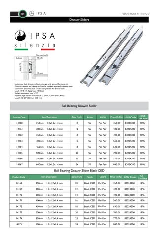 IPSA India Ipsa 家具 fittings 价格表 oct 2018 第 14 页