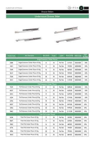IPSA India Ipsa 家具 fittings 价格表 oct 2018 第 17 页