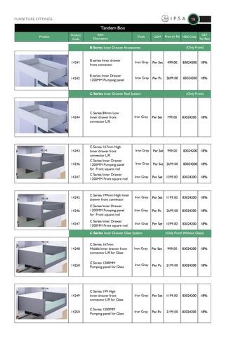 IPSA India Ipsa 家具 fittings 价格表 oct 2018 第 21 页