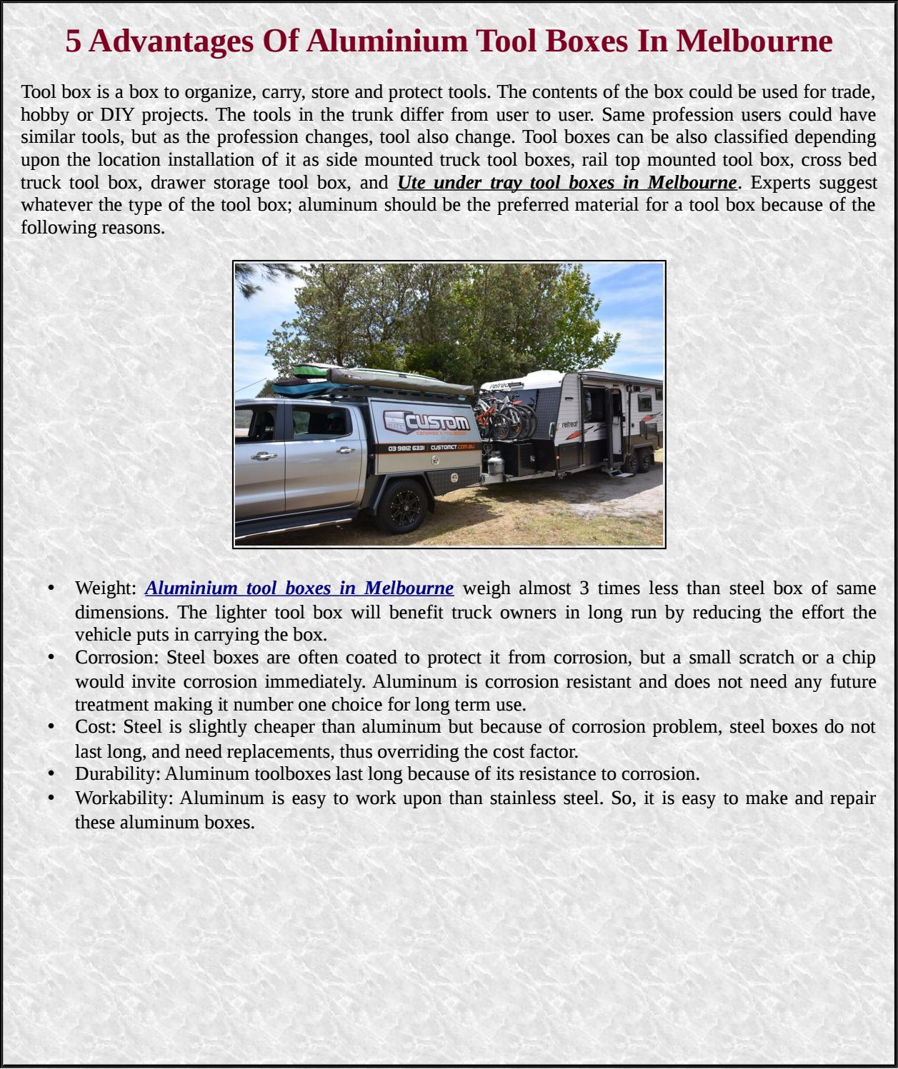 5 Advantages Of Aluminium Tool Boxes In Melbourne by Custom Canopies