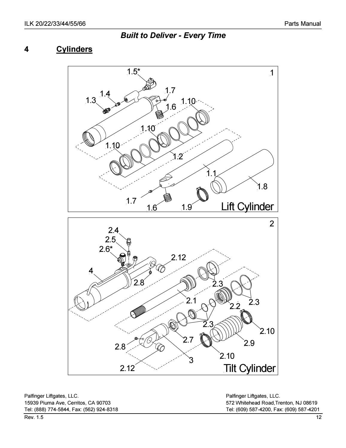 Palfinger ILK-20, 22, 33, 44, 55, 66 Liftgate Parts Manual by THE