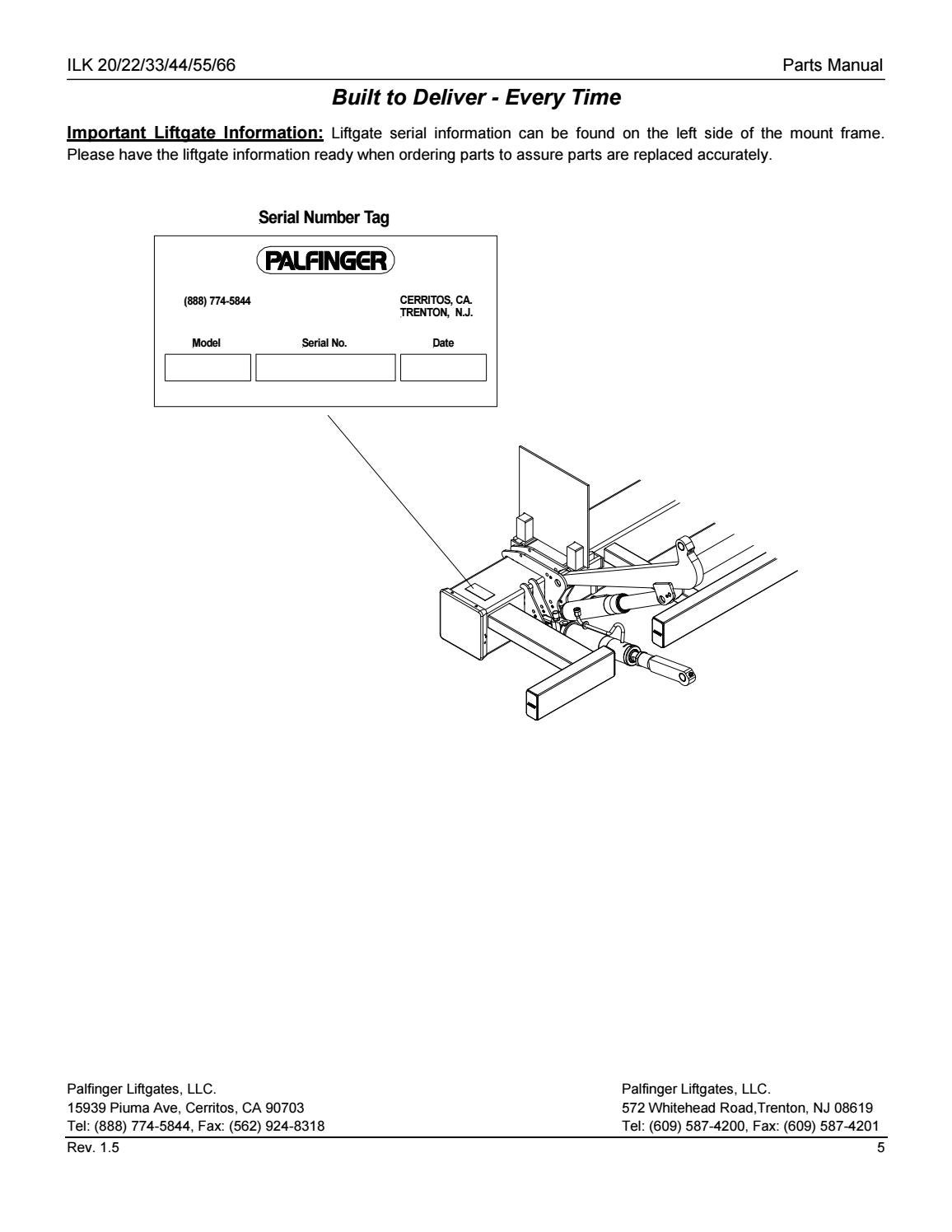Palfinger ILK-20, 22, 33, 44, 55, 66 Liftgate Parts Manual by THE