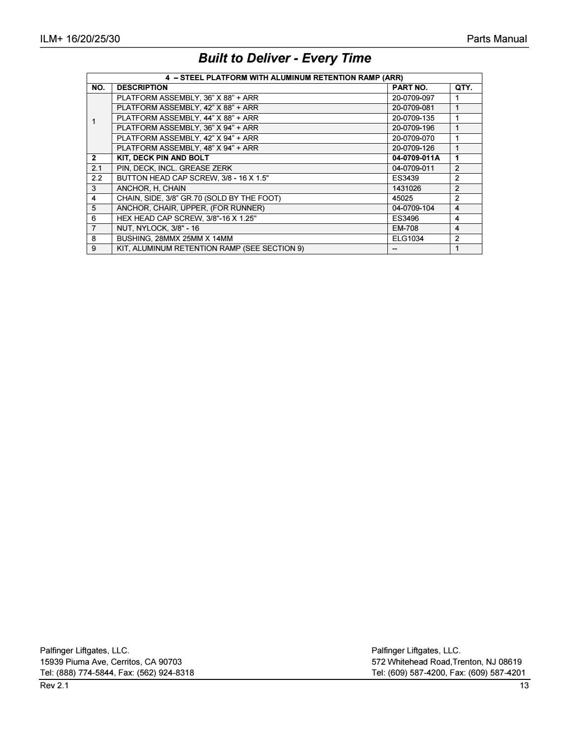 Palfinger ILM Plus Liftgate Parts Manual by THE Liftgate Parts Co. - Issuu