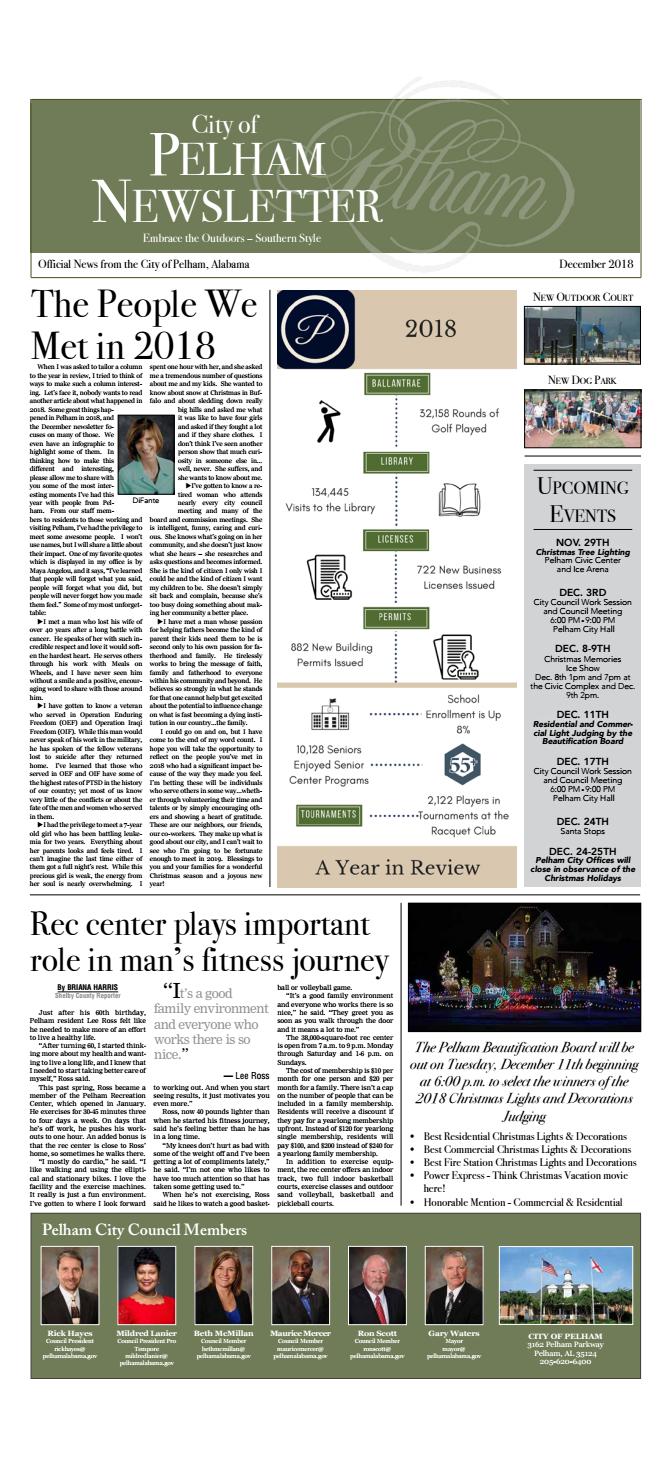 City of Pelham December Newsletter by Shelby County Newspapers, Inc