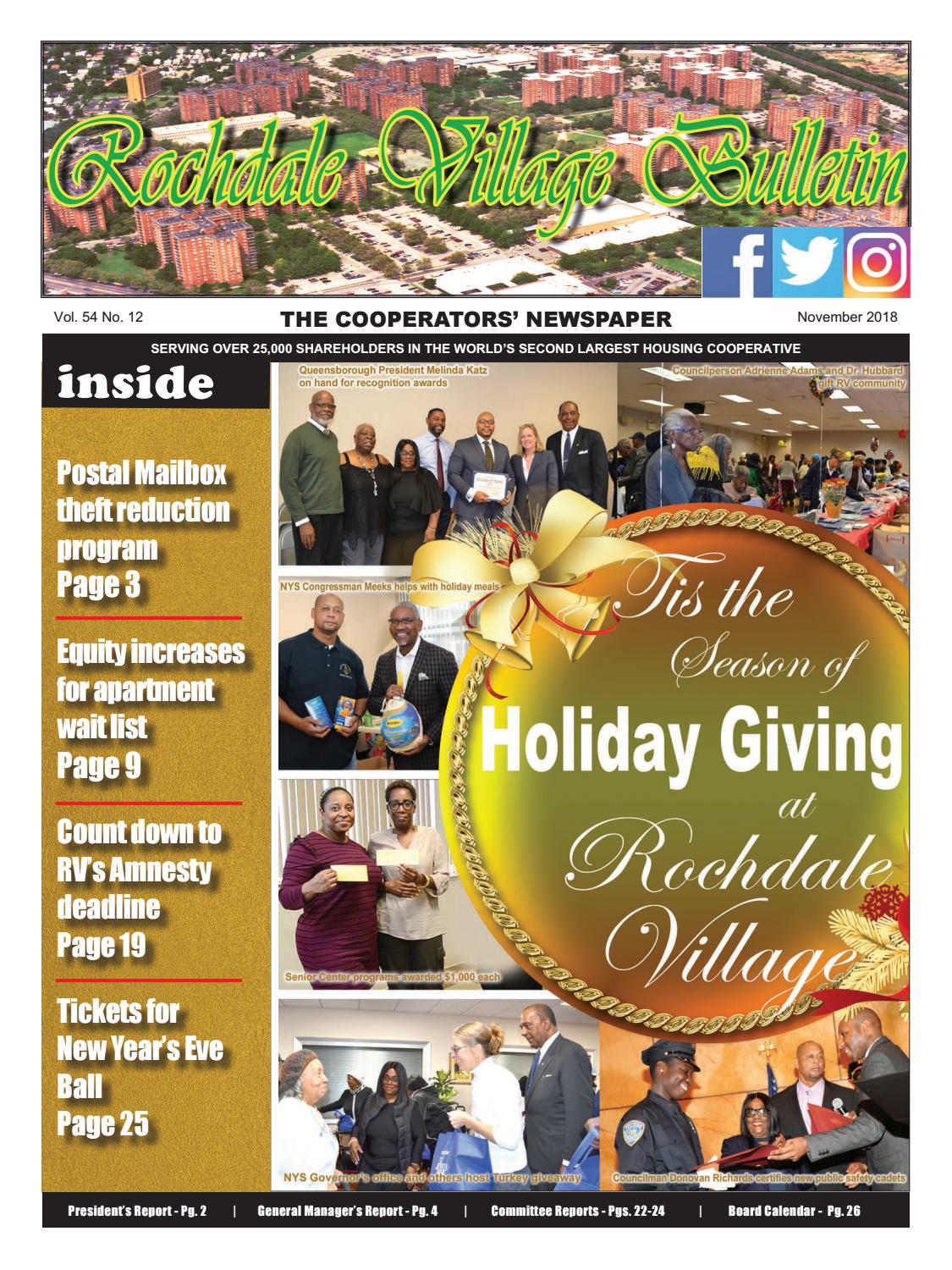 November 2018 Rochdale Village Bulletin Newspaper by Rochdale Village