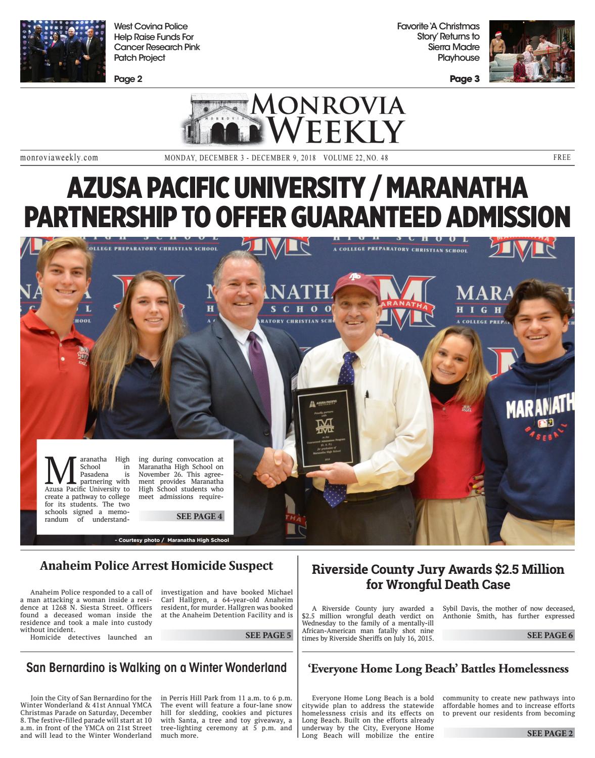 Monrovia Weekly - 12/03/2018 by Beacon Media News - Issuu