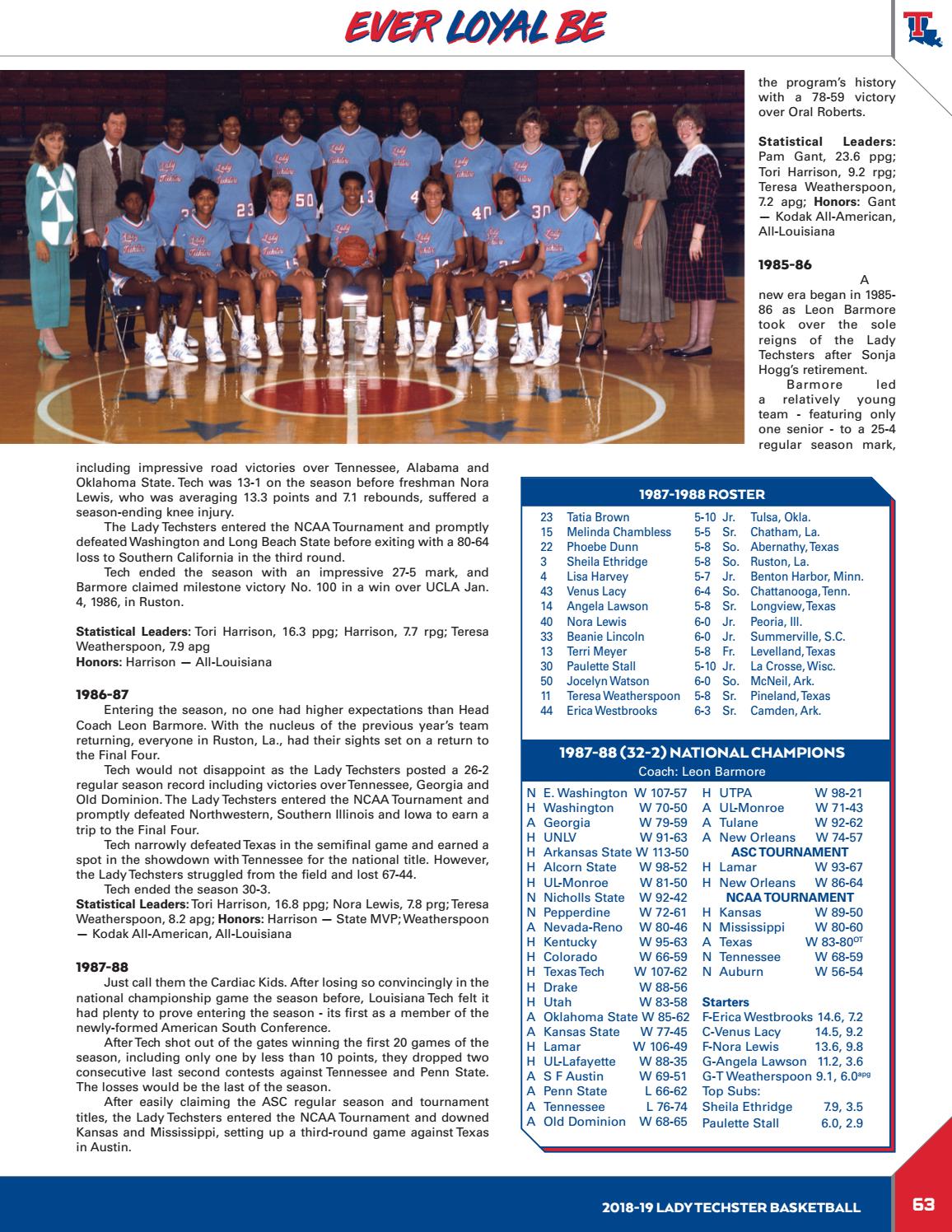 2018 19 Louisiana Tech Women's Basketball Media Guide by Louisiana