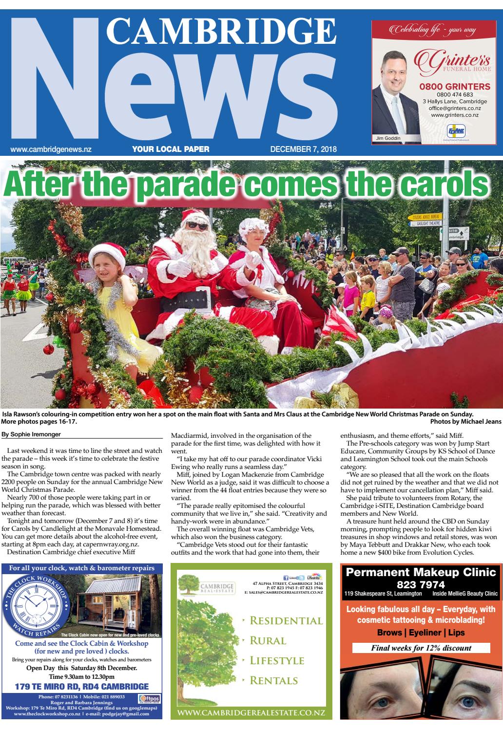 Cambridge News 7 December 2018 by Cambridge News & Te Awamutu News