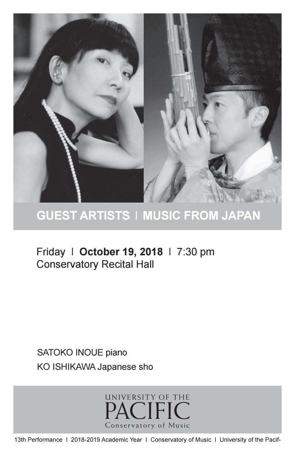 Guest Artist Series Music From Japan 10 19 18 By University Of The Pacific Conservatory Of Music Issuu