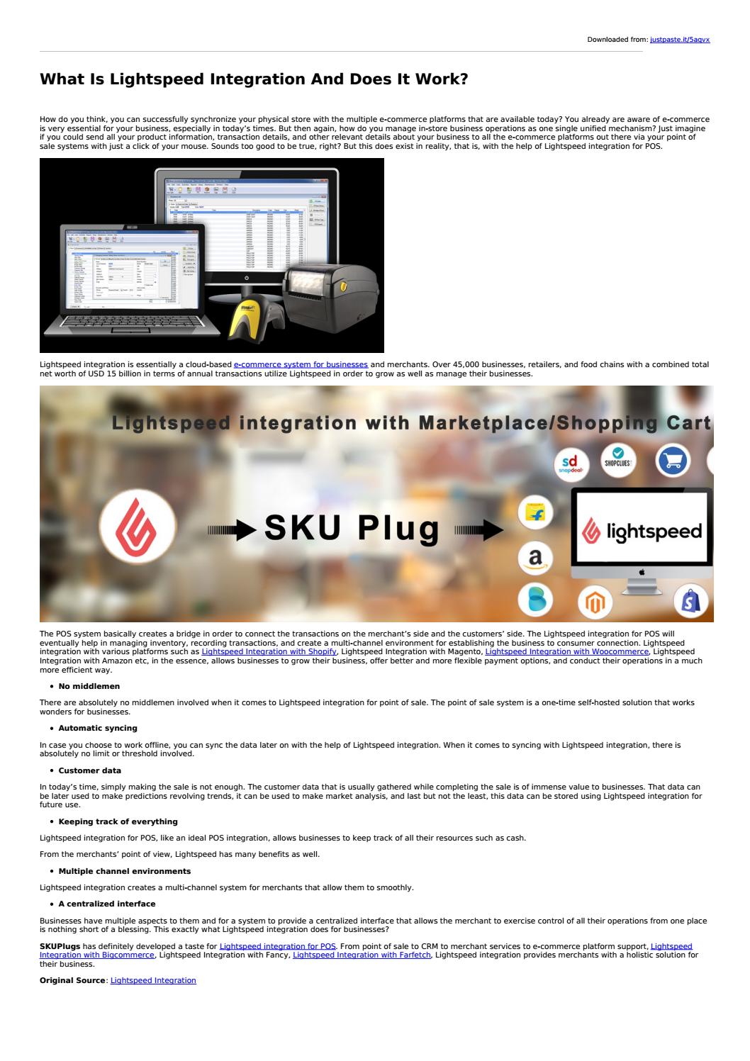 What Is Lightspeed Integration And Does It Work? by SKUPlugs Issuu