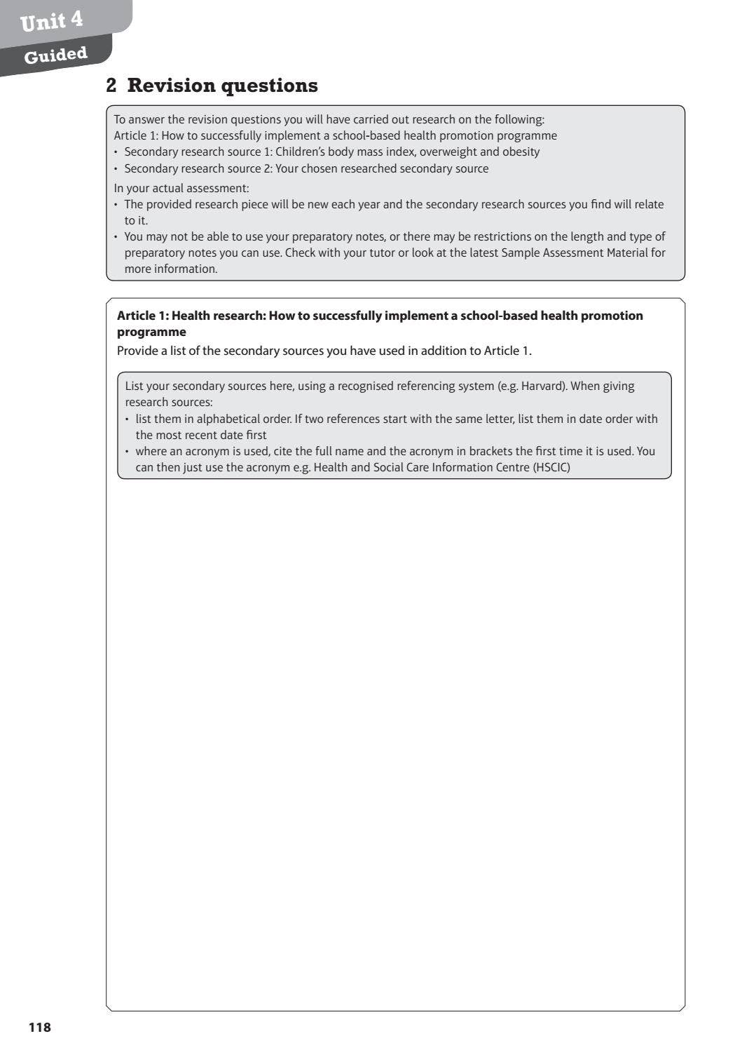 Unit 4: Enquiries into Current Research in Health and Social Care by ...