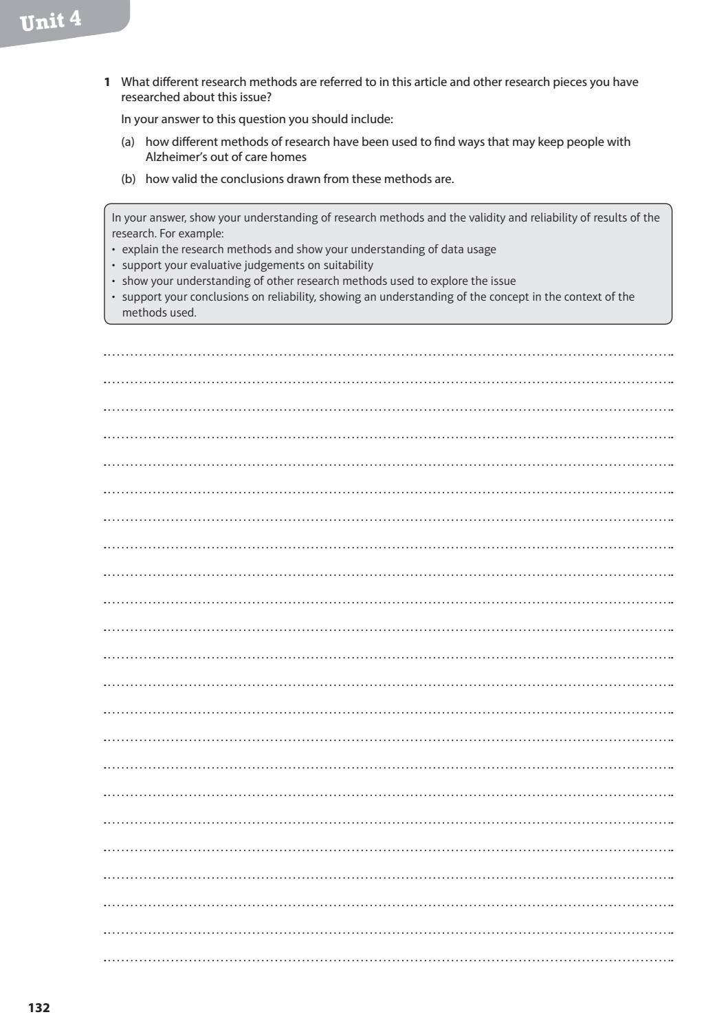 Unit 4: Enquiries into Current Research in Health and Social Care by ...