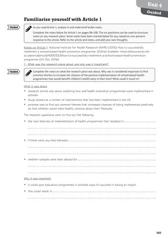 Unit 4: Enquiries into Current Research in Health and Social Care by ...