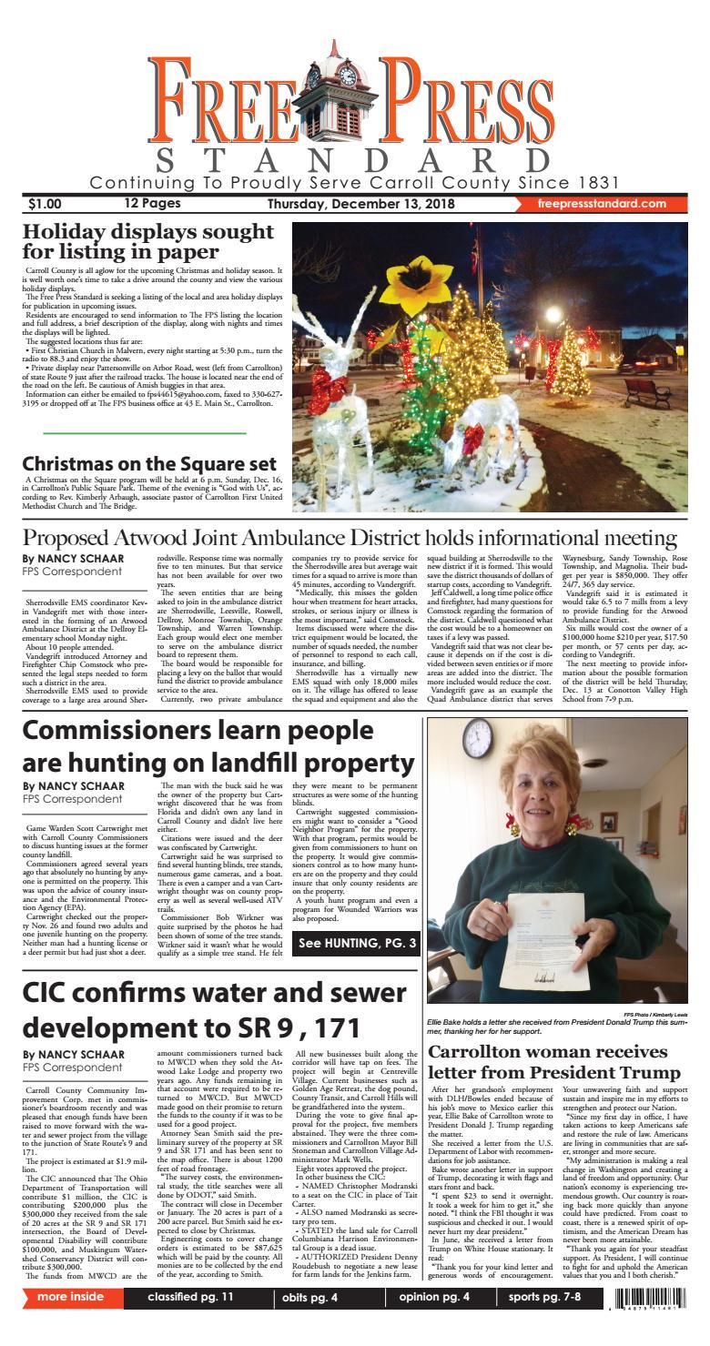 The Free Press Standard December 13 2018 By Schloss Media Issuu