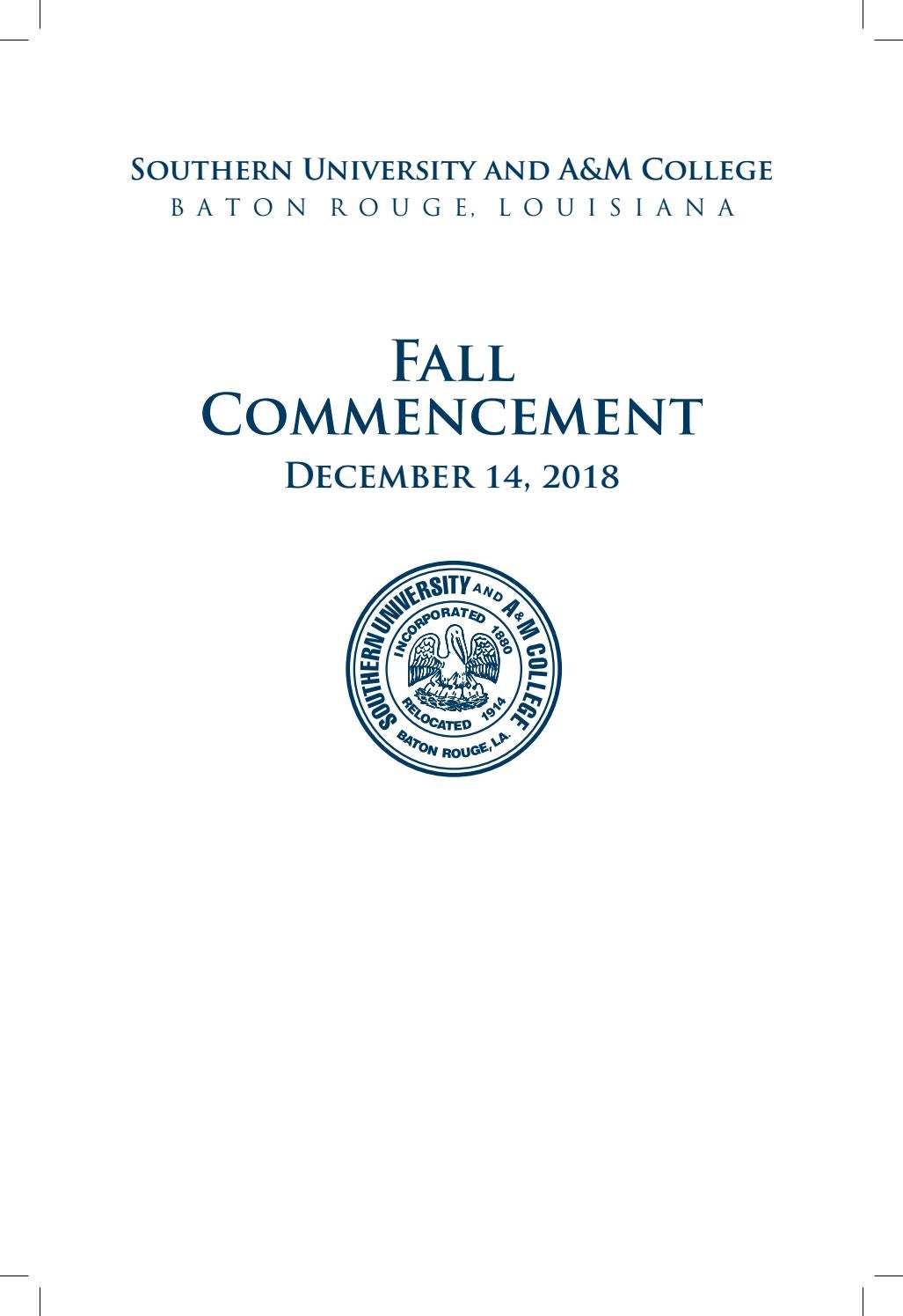 Southern University Baton Rouge Fall 2018 Commencement by Southern University System Issuu
