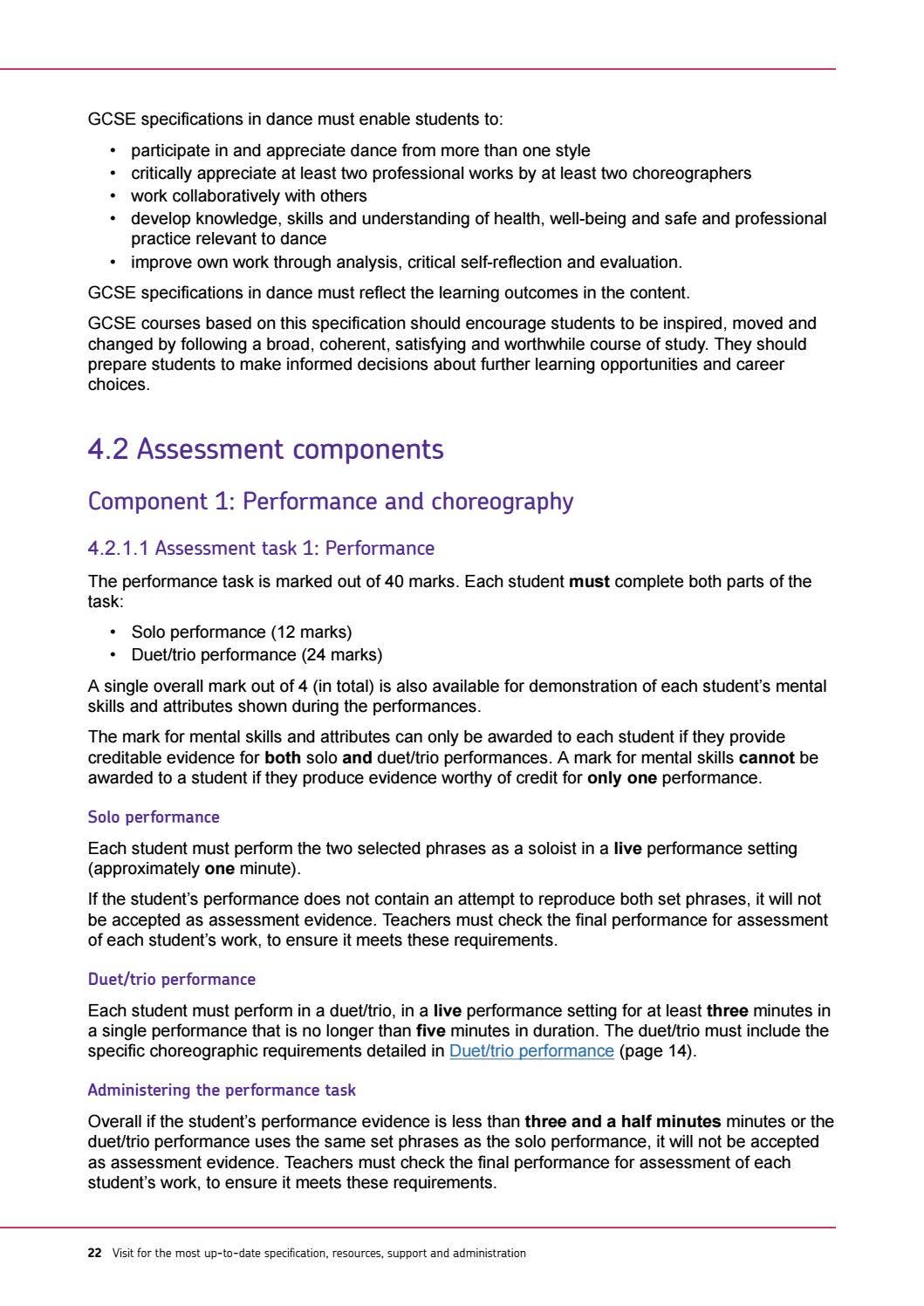 GCSE Dance Specification by Ullswater Community College - Issuu