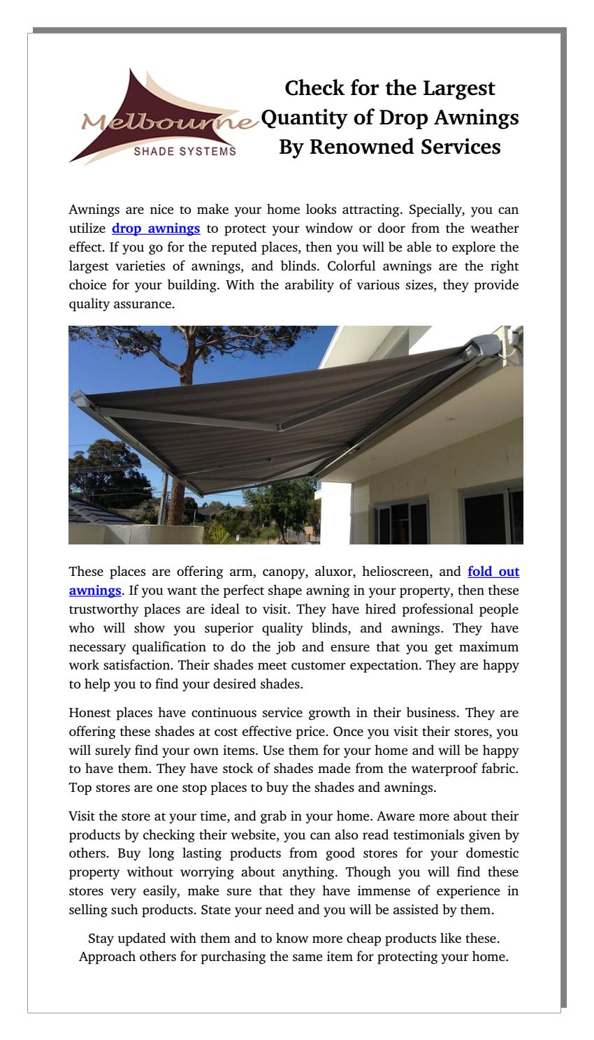 Check for the Largest Quantity of Drop Awnings By Renowned Services by