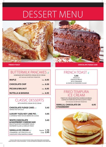 Dessert Menu With Description And Picture