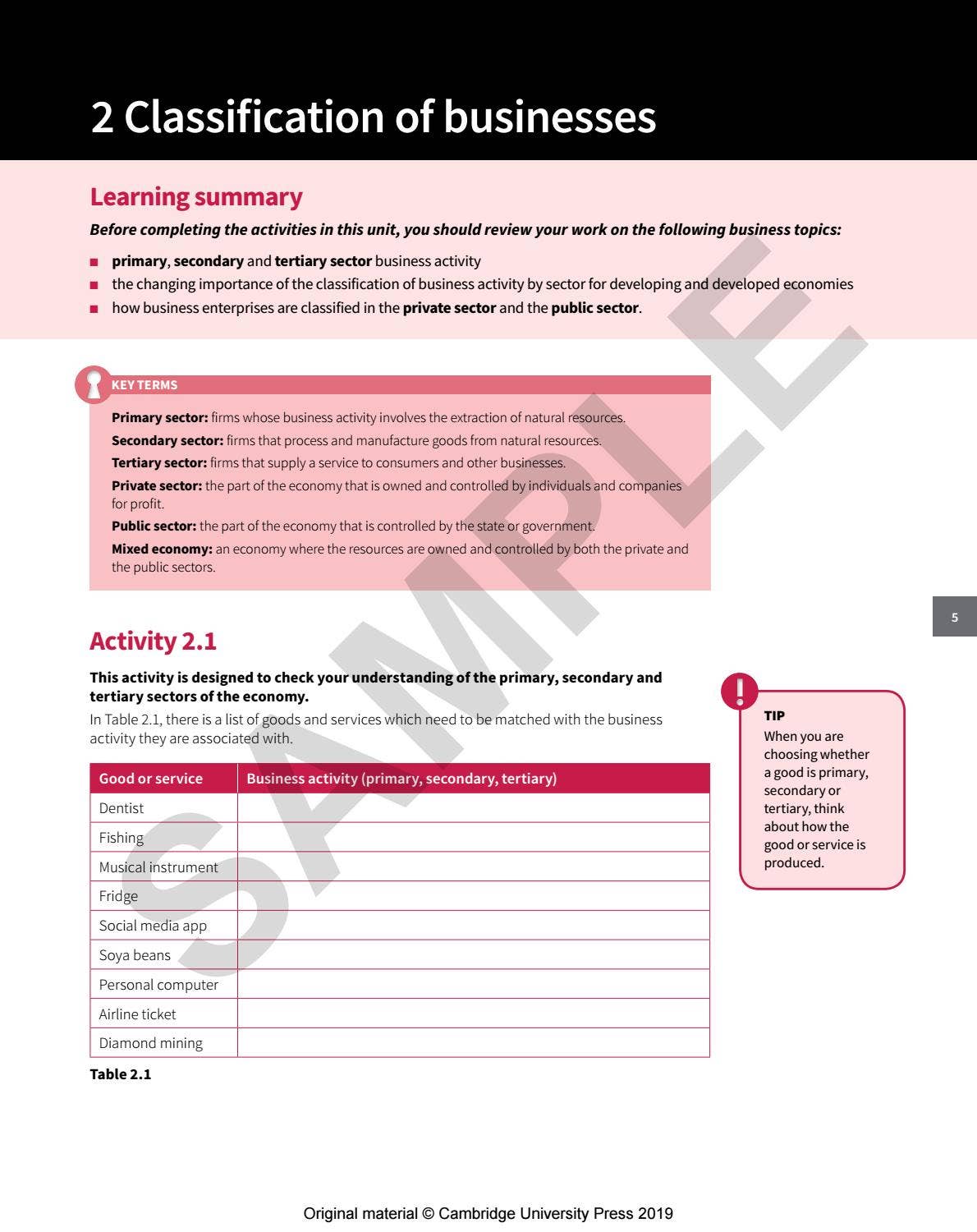 Cambridge IGCSE and O Level Business Studies Workbook Sample by ...