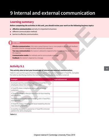 Cambridge IGCSE and O Level Business Studies Workbook Sample by ...