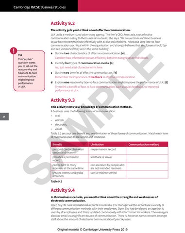 Cambridge IGCSE and O Level Business Studies Workbook Sample by ...