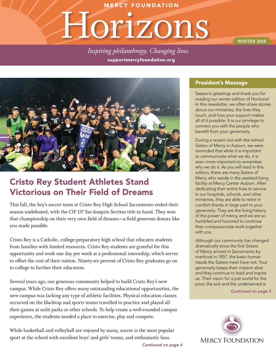 Horizons Winter 2018 by Mercy Foundation - Issuu