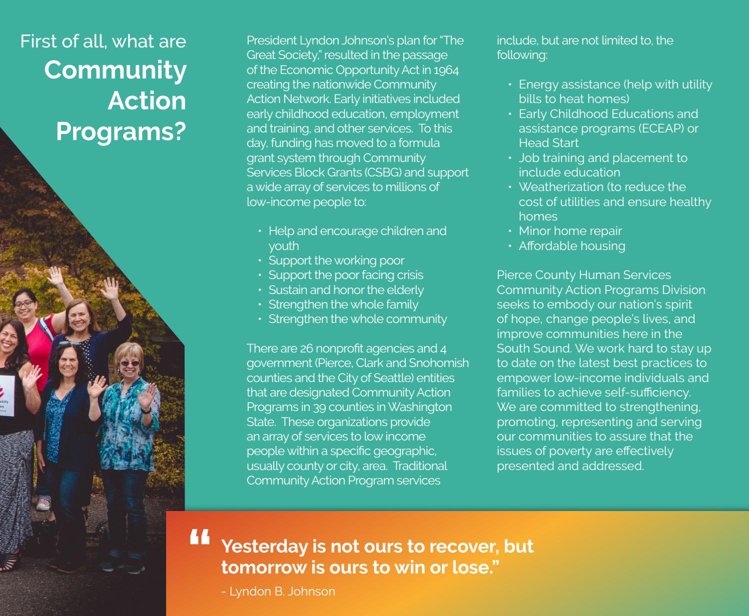 Pierce County Community Action Programs 2018 Community Needs Assessment