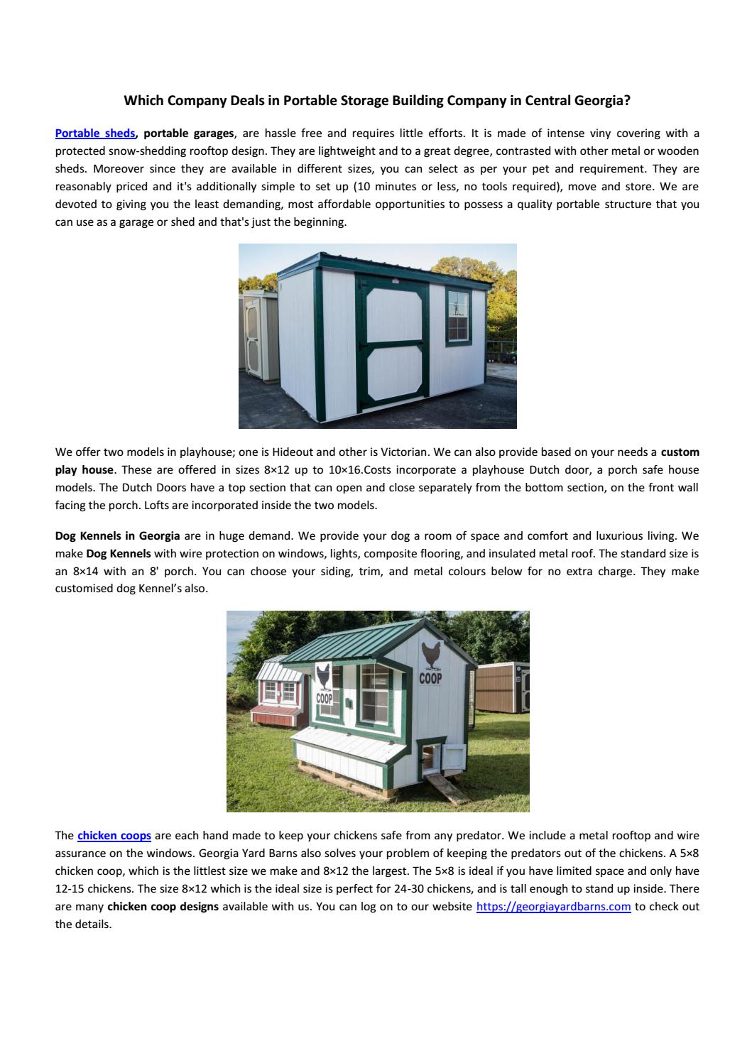 Deals In Portable Storage Building Company In Central Georgia By
