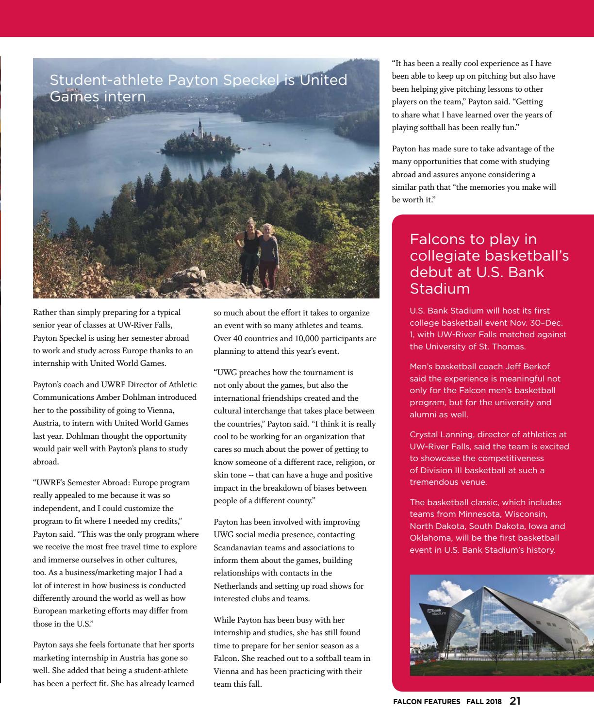 Falcon Features Fall 2018 by University of WisconsinRiver Falls Issuu