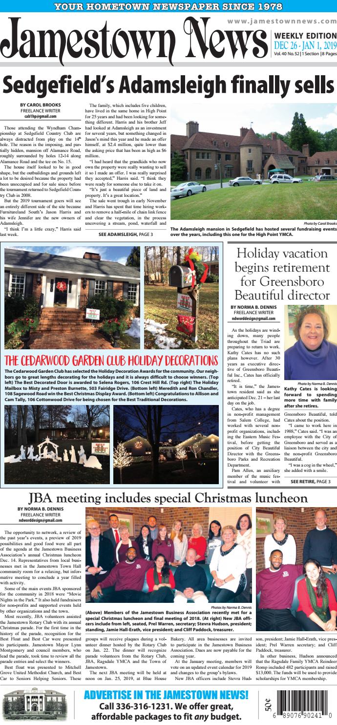 Jamestown News December 26, 2018 by Jamestown News Issuu