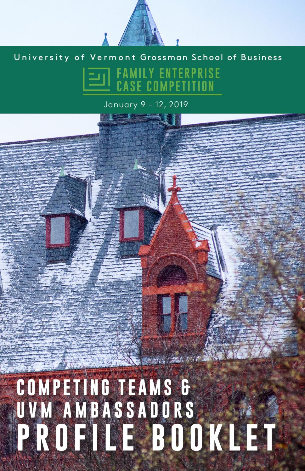 2019 FECC Teams & UVM Student Host Booklet by UVM Grossman School of
